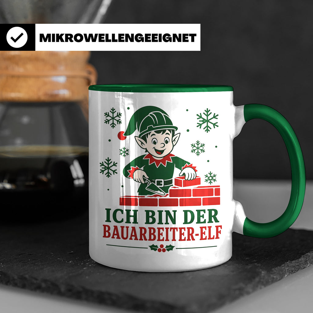 Bauarbeiter Weihnachten Tasse Ich bin der Bauarbeiter-Elf -  – Grün [farbe:grün]