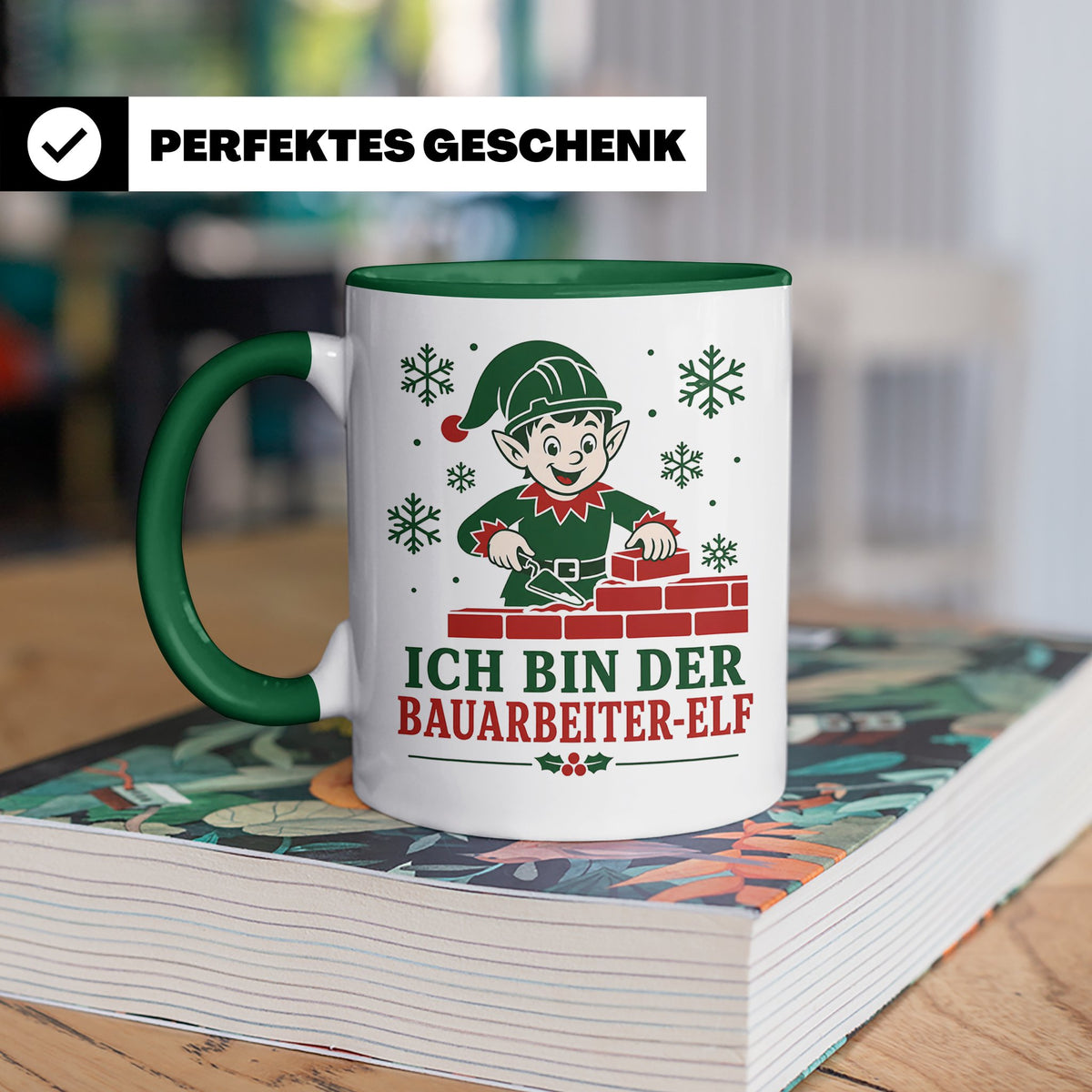 Bauarbeiter Weihnachten Tasse Ich bin der Bauarbeiter-Elf -  – Grün [farbe:grün]