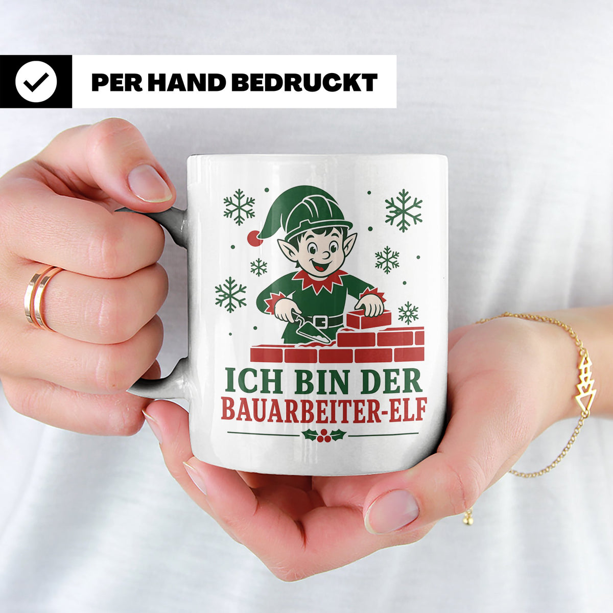 Bauarbeiter Weihnachten Tasse Ich bin der Bauarbeiter-Elf -  – Weiß [farbe:weiß]