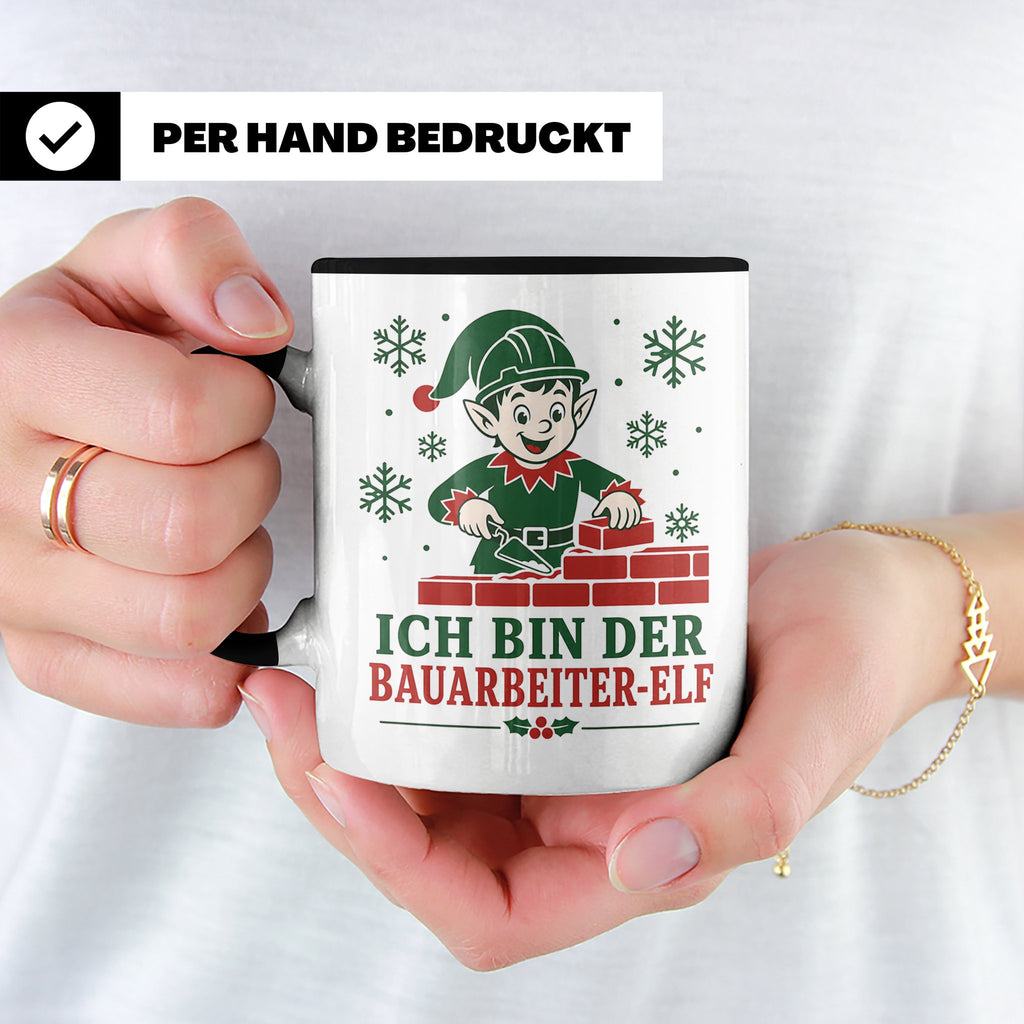 Bauarbeiter Weihnachten Tasse Ich bin der Bauarbeiter-Elf -  – Schwarz [farbe:schwarz]