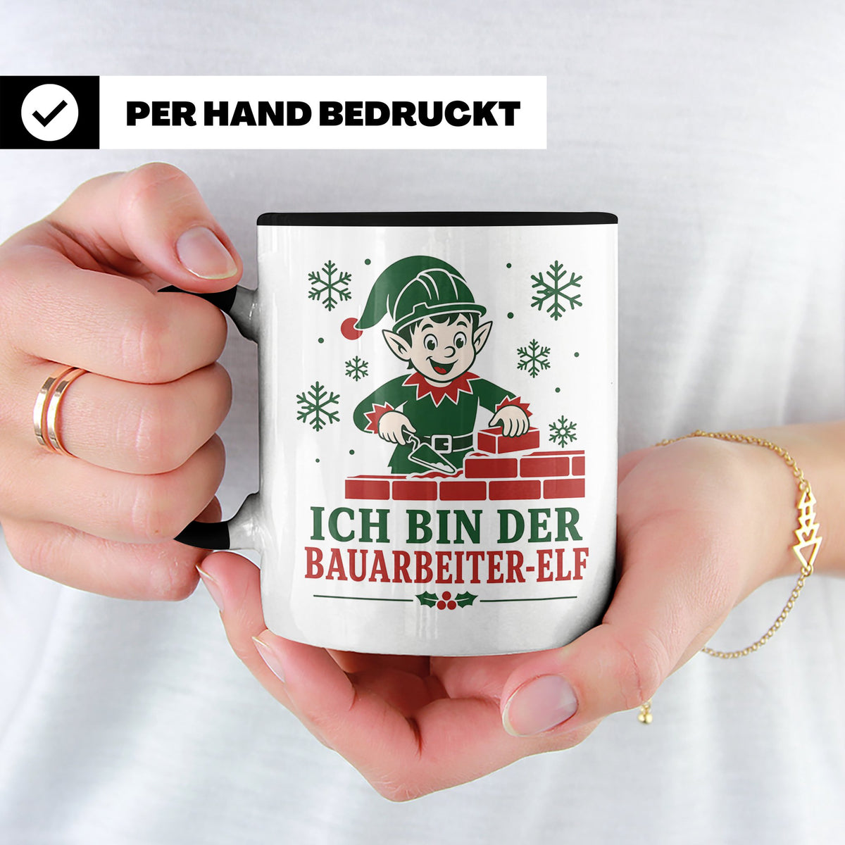 Bauarbeiter Weihnachten Tasse Ich bin der Bauarbeiter-Elf -  – Schwarz [farbe:schwarz]