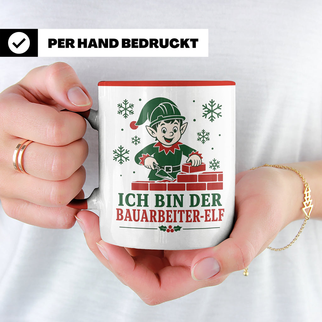 Bauarbeiter Weihnachten Tasse Ich bin der Bauarbeiter-Elf -  – Rot [farbe:rot]