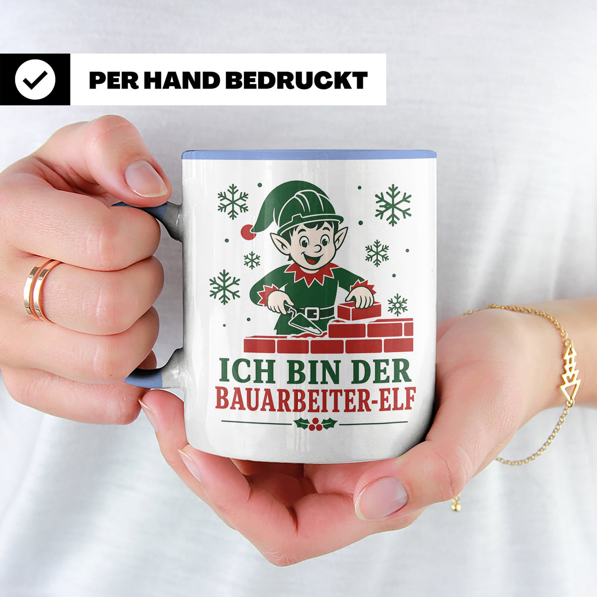 Bauarbeiter Weihnachten Tasse Ich bin der Bauarbeiter-Elf -  – Blau [farbe:blau]
