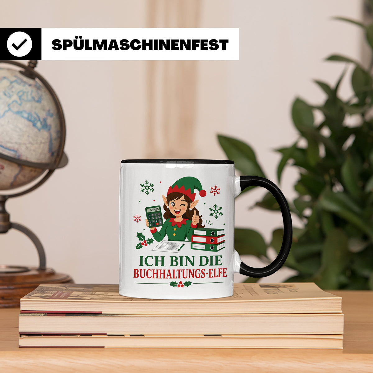 Buchhaltung Weihnachten Tasse Ich bin die Buchhaltungs-Elfe  – Schwarz [farbe:schwarz]
