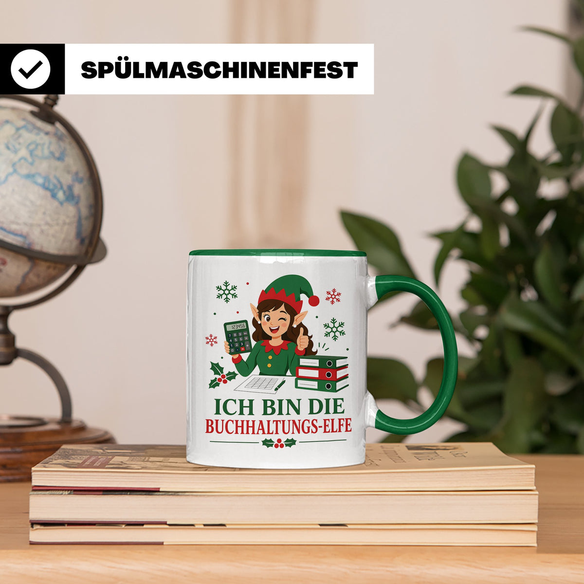 Buchhaltung Weihnachten Tasse Ich bin die Buchhaltungs-Elfe  – Grün [farbe:grün]