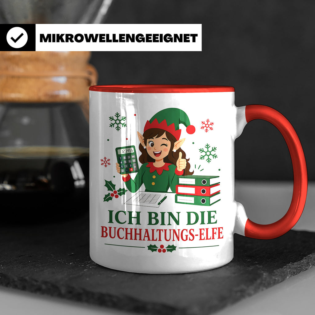Buchhaltung Weihnachten Tasse Ich bin die Buchhaltungs-Elfe  – Rot [farbe:rot]