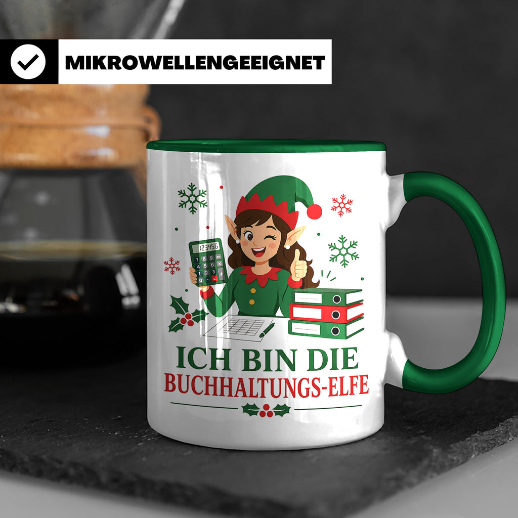 Buchhaltung Weihnachten Tasse Ich bin die Buchhaltungs-Elfe  – Grün [farbe:grün]