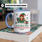 Buchhaltung Weihnachten Tasse Ich bin die Buchhaltungs-Elfe  – Blau [farbe:blau]