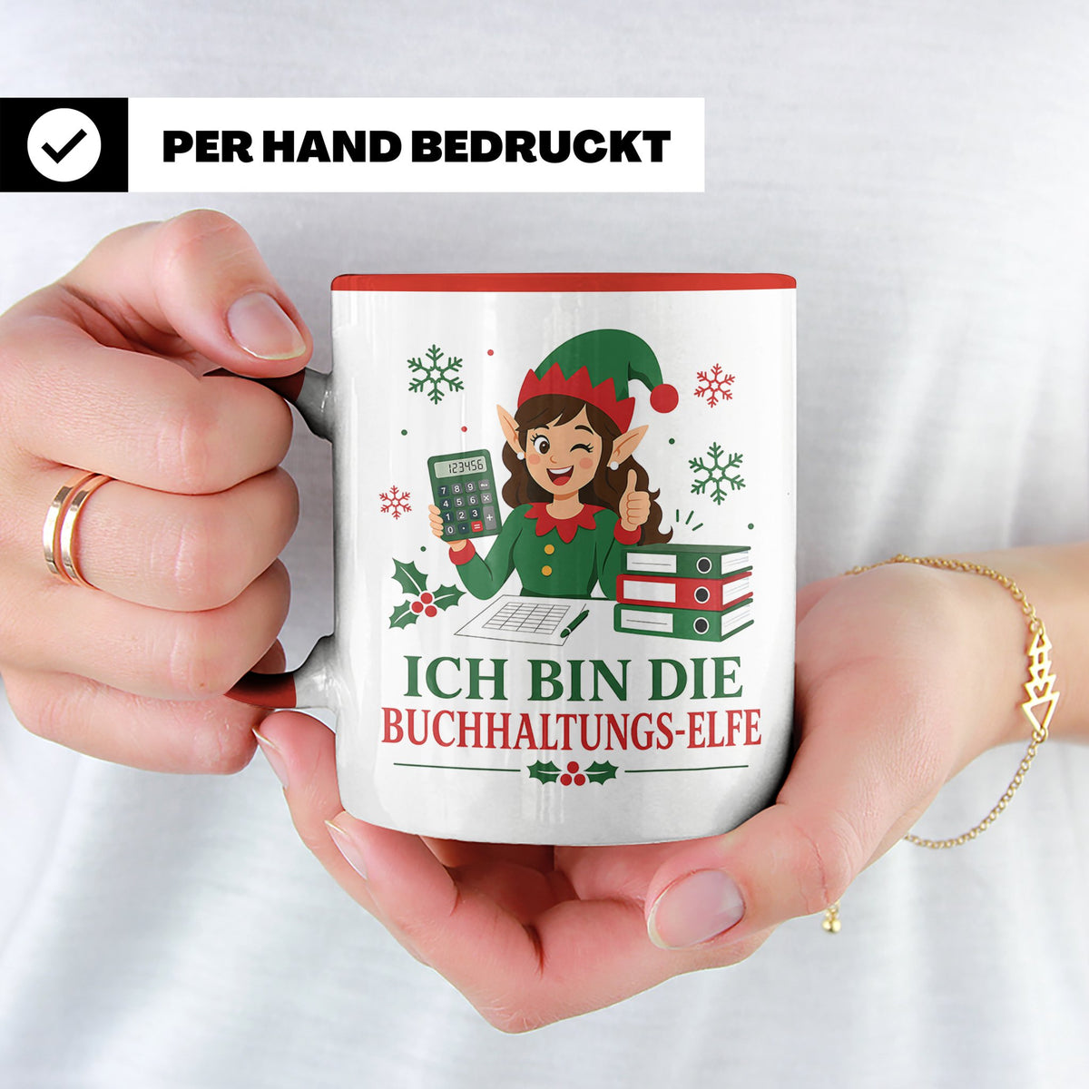 Buchhaltung Weihnachten Tasse Ich bin die Buchhaltungs-Elfe  – Rot [farbe:rot]