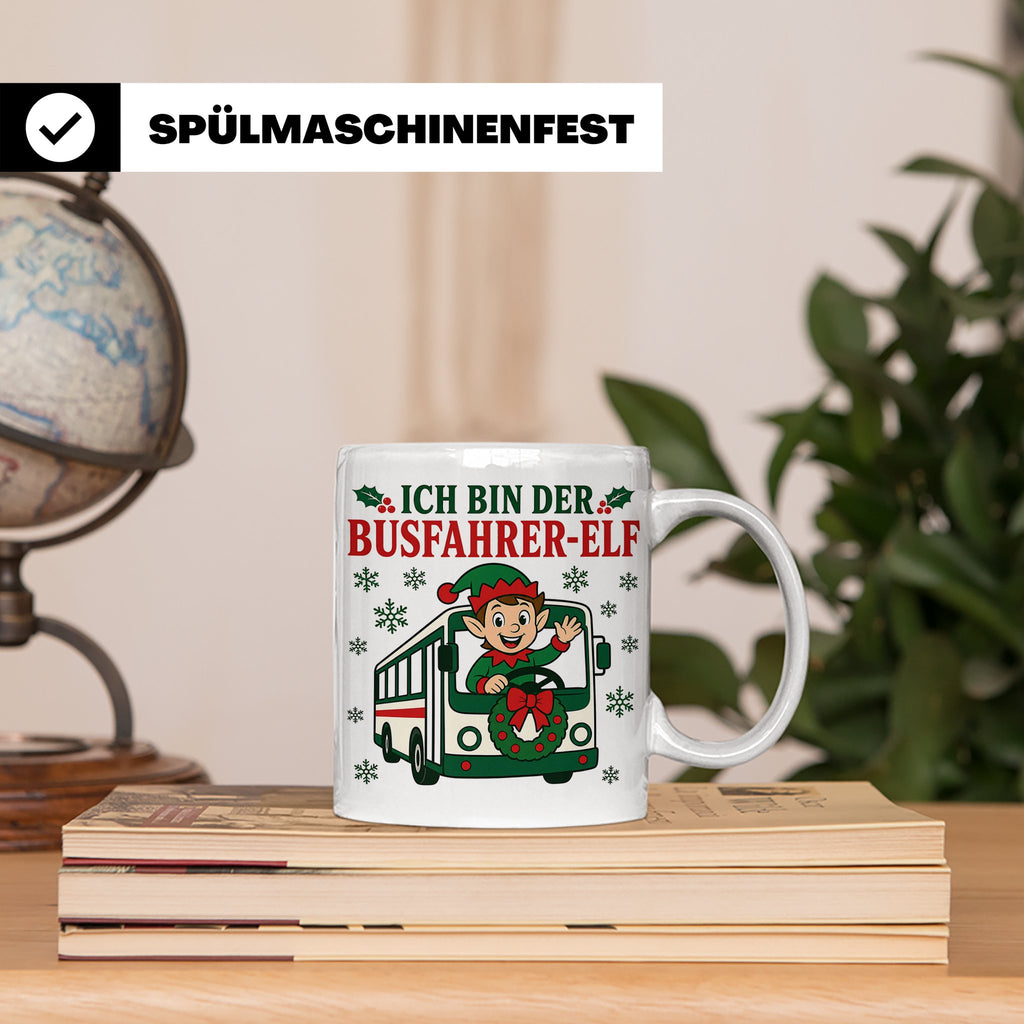 Busfahrer Weihnachten Tasse Ich bin der Busfahrer-Elf - Lust – Weiß [farbe:weiß]