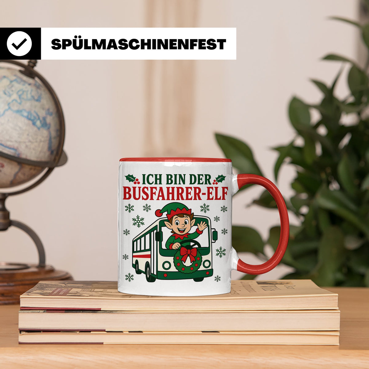 Busfahrer Weihnachten Tasse Ich bin der Busfahrer-Elf - Lust – Rot [farbe:rot]