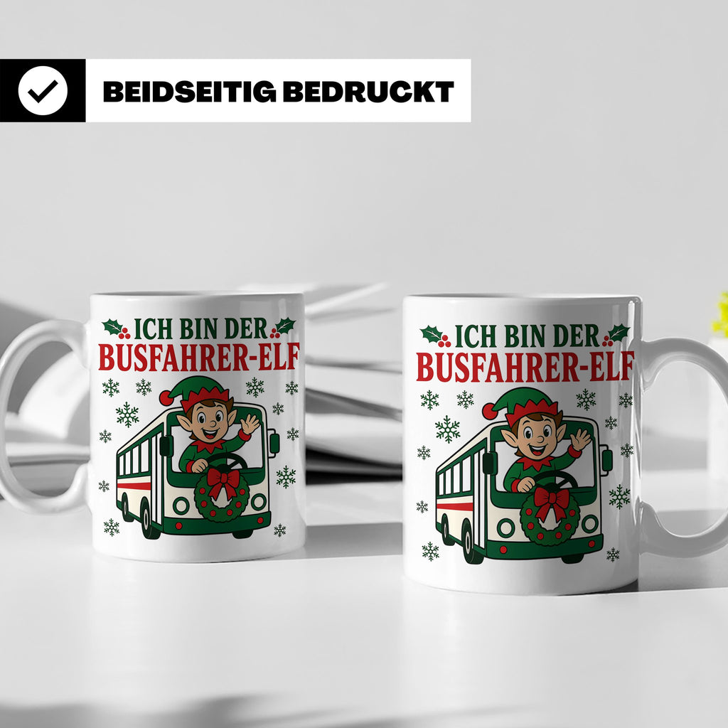 Busfahrer Weihnachten Tasse Ich bin der Busfahrer-Elf - Lust – Weiß [farbe:weiß]