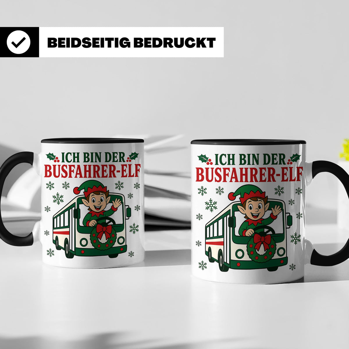 Busfahrer Weihnachten Tasse Ich bin der Busfahrer-Elf - Lust – Schwarz [farbe:schwarz]