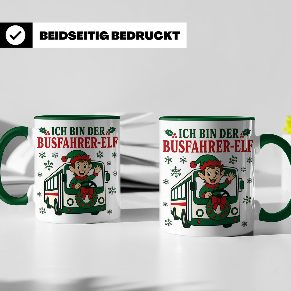 Busfahrer Weihnachten Tasse Ich bin der Busfahrer-Elf - Lust – Grün [farbe:grün]