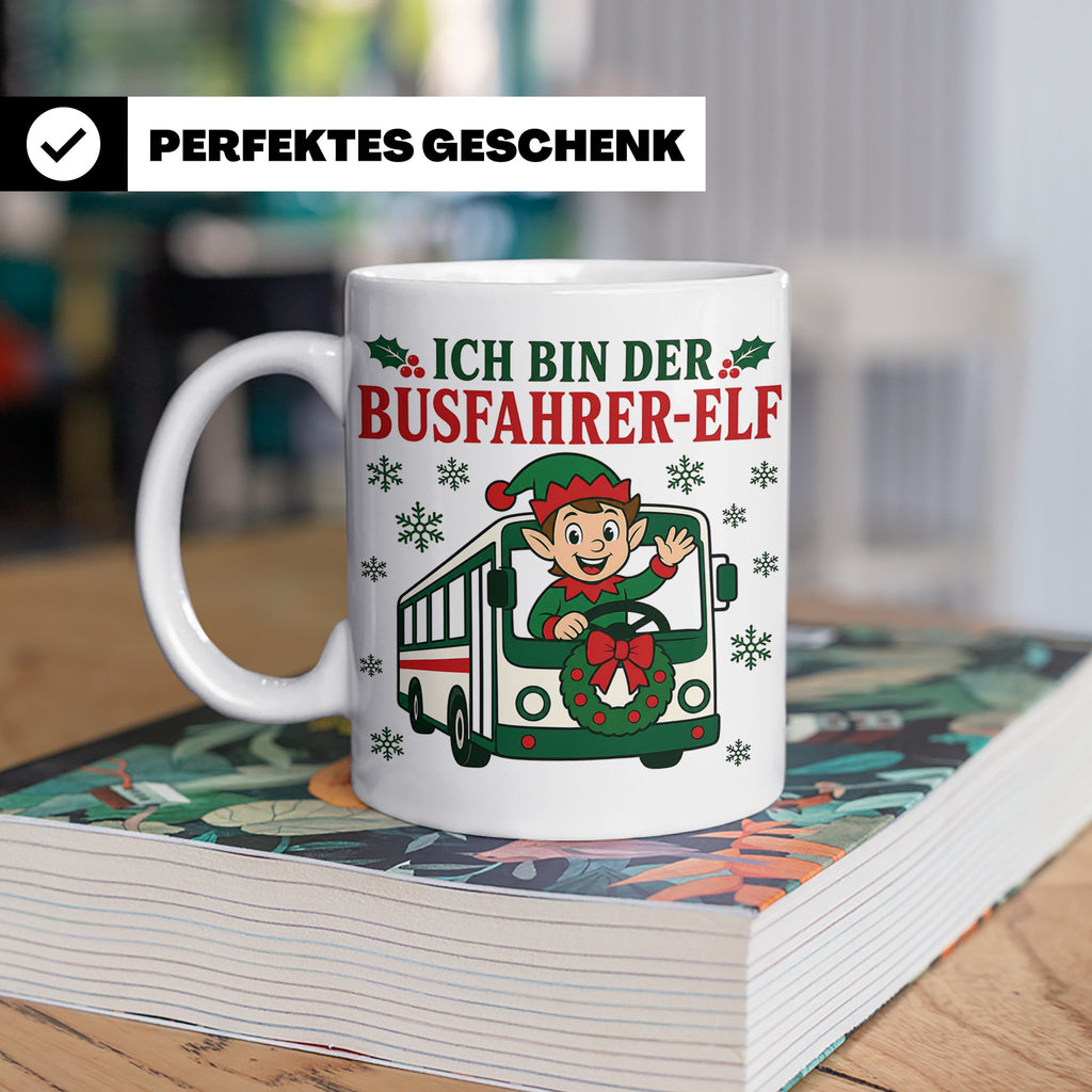 Busfahrer Weihnachten Tasse Ich bin der Busfahrer-Elf - Lust – Weiß [farbe:weiß]