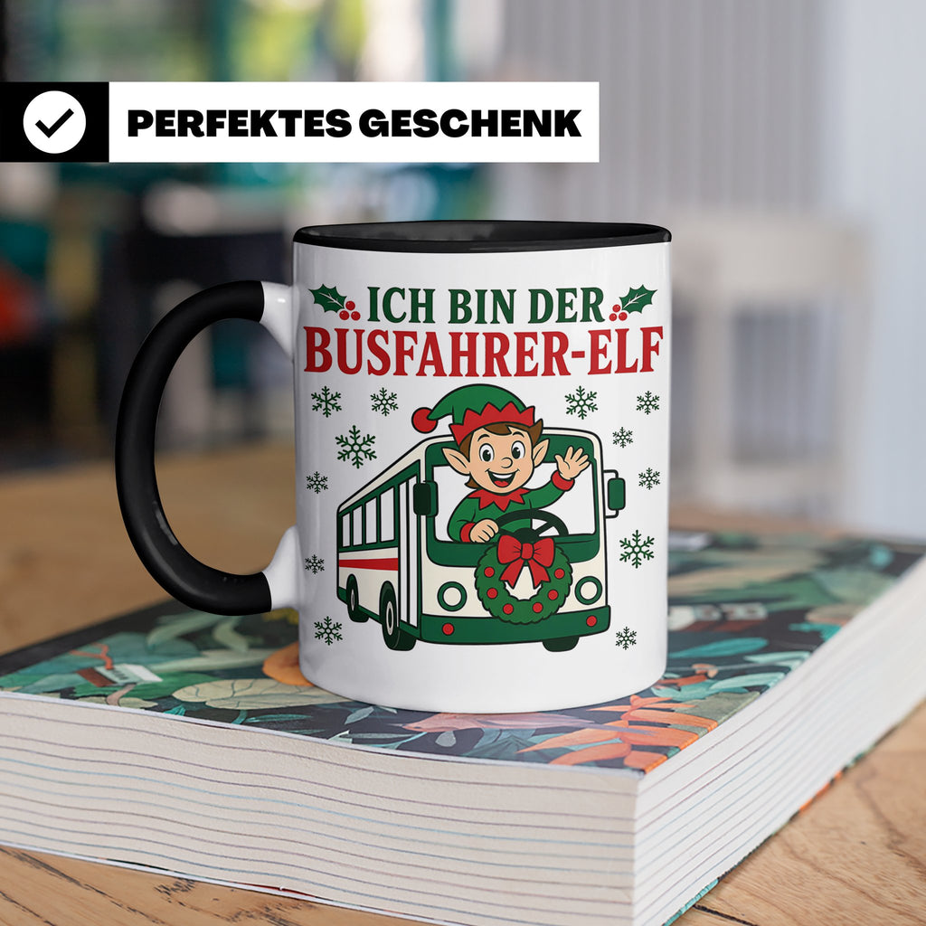 Busfahrer Weihnachten Tasse Ich bin der Busfahrer-Elf - Lust – Schwarz [farbe:schwarz]
