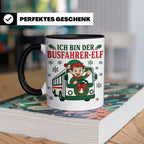 Busfahrer Weihnachten Tasse Ich bin der Busfahrer-Elf - Lust – Schwarz [farbe:schwarz]