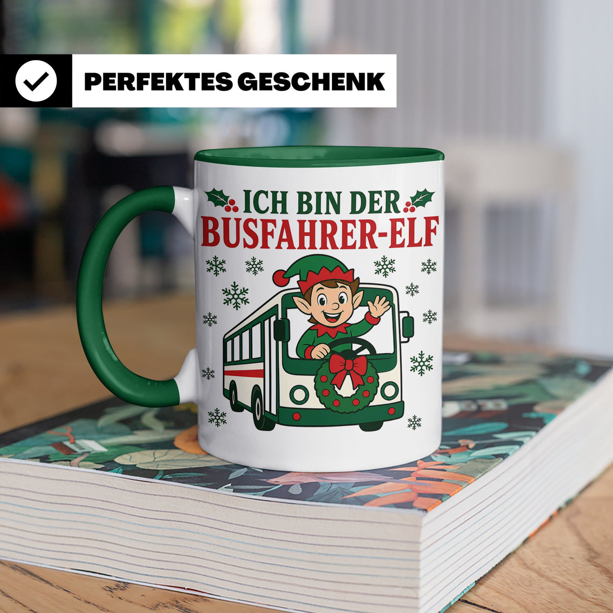 Busfahrer Weihnachten Tasse Ich bin der Busfahrer-Elf - Lust – Grün [farbe:grün]