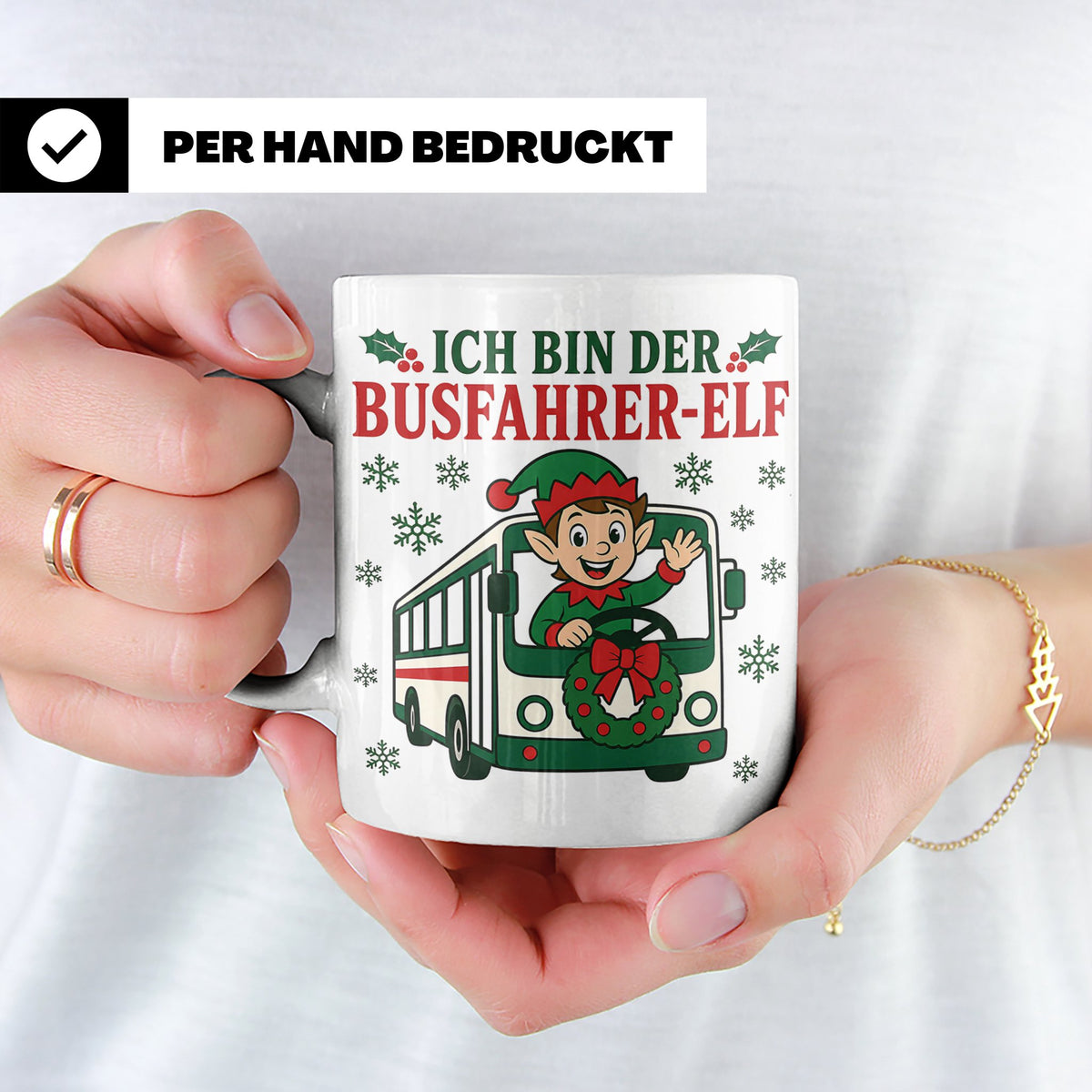 Busfahrer Weihnachten Tasse Ich bin der Busfahrer-Elf - Lust – Weiß [farbe:weiß]