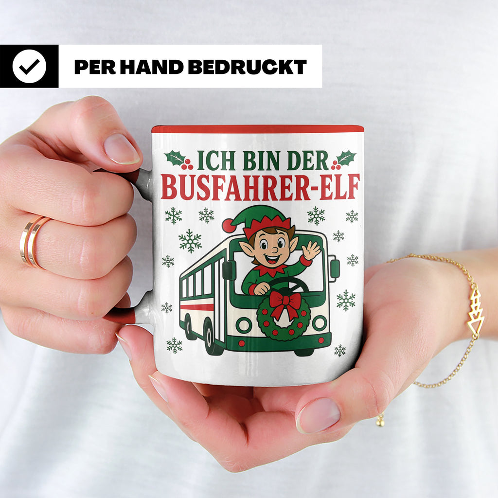 Busfahrer Weihnachten Tasse Ich bin der Busfahrer-Elf - Lust – Rot [farbe:rot]