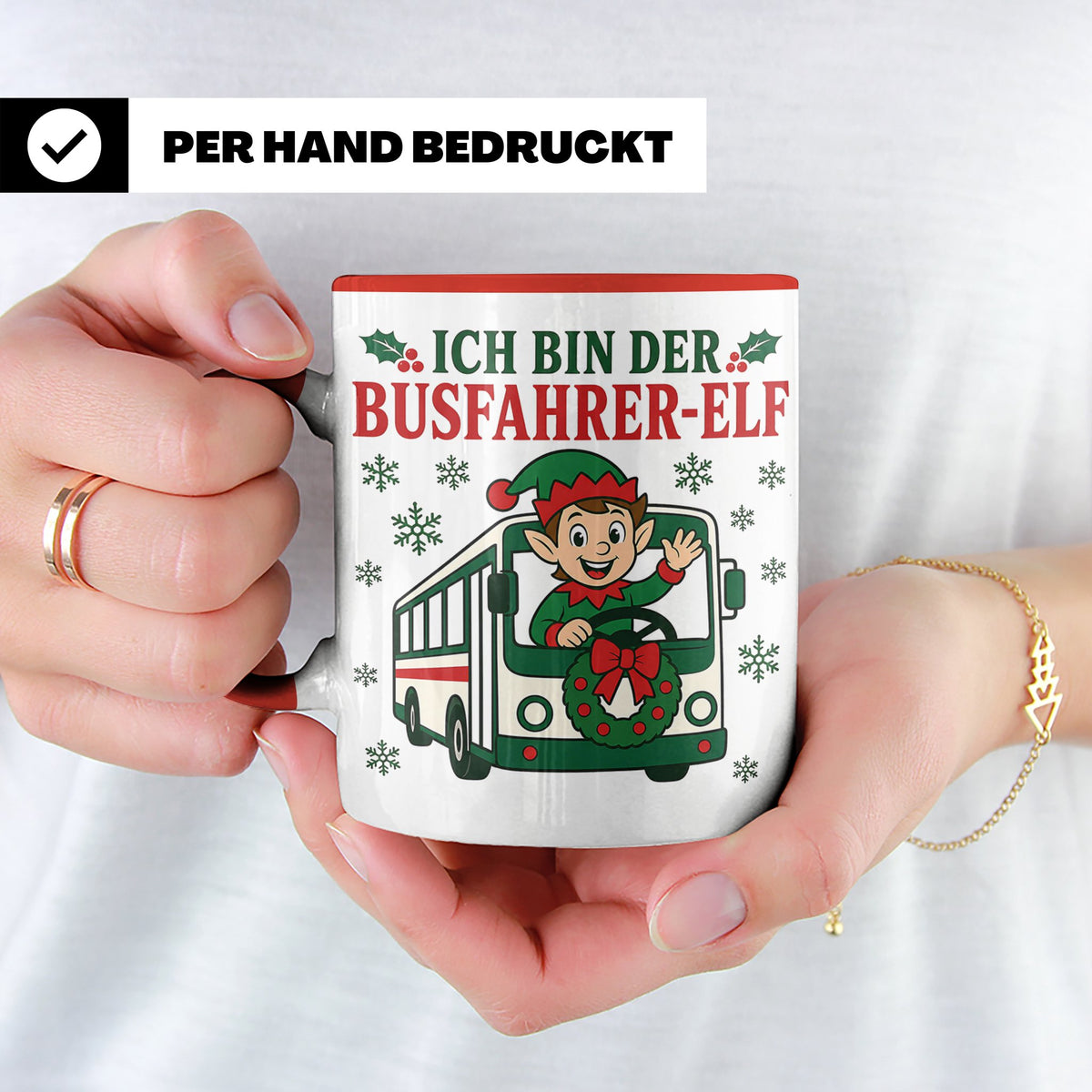 Busfahrer Weihnachten Tasse Ich bin der Busfahrer-Elf - Lust – Rot [farbe:rot]