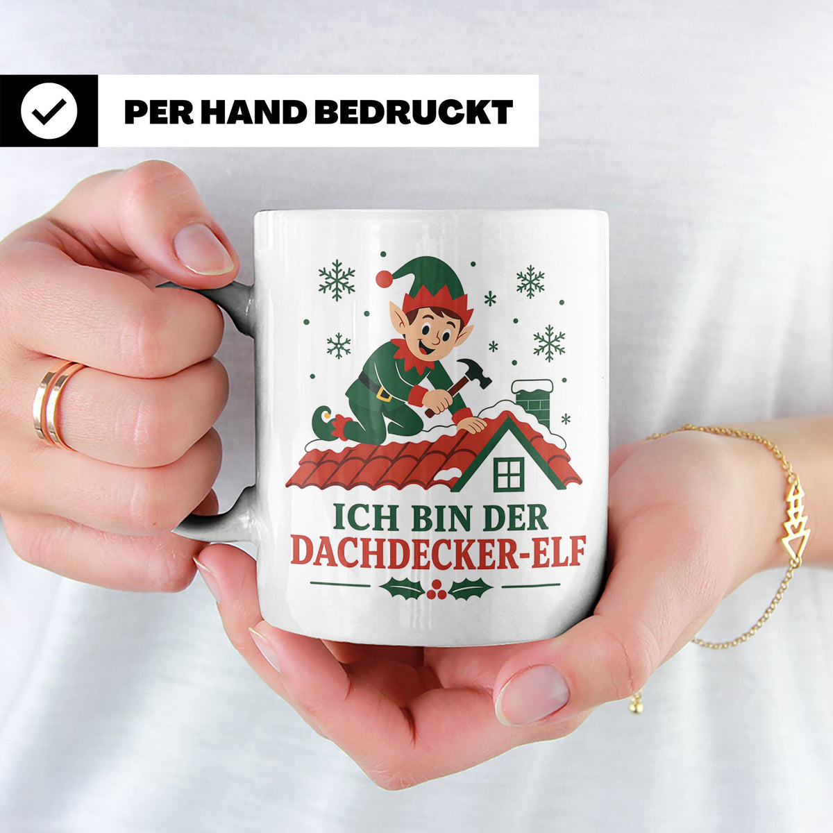 Dachdecker Weihnachten Tasse Ich bin der Dachdecker-Elf - Lu – Weiß [farbe:weiß]