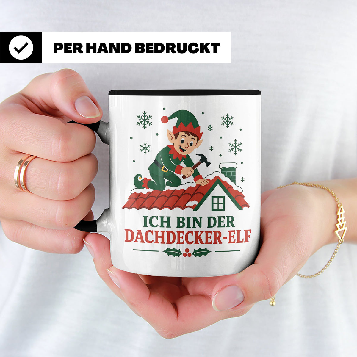 Dachdecker Weihnachten Tasse Ich bin der Dachdecker-Elf - Lu – Schwarz [farbe:schwarz]