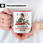 Dachdecker Weihnachten Tasse Ich bin der Dachdecker-Elf - Lu – Rot [farbe:rot]