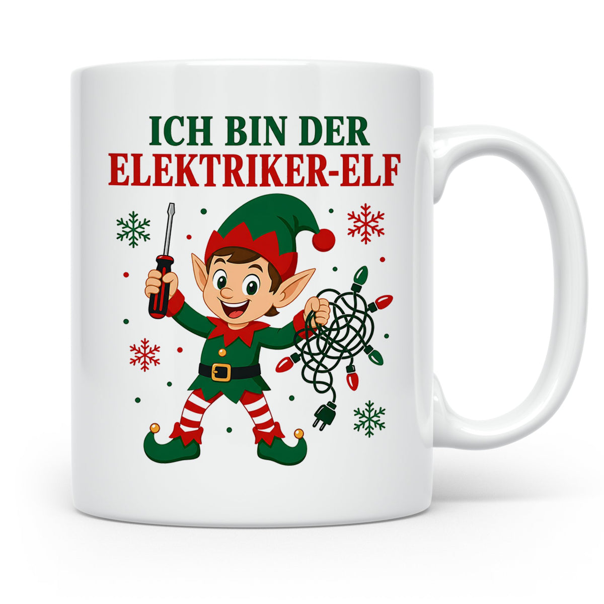 Elektriker Weihnachten Tasse Ich bin der Elektriker-Elf - Lu – Weiß [farbe:weiß]