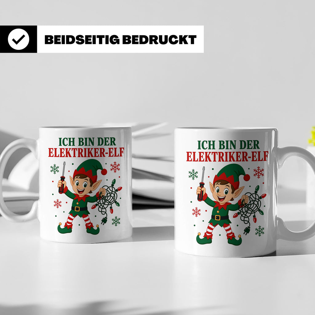 Elektriker Weihnachten Tasse Ich bin der Elektriker-Elf - Lu – Weiß [farbe:weiß]