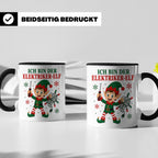 Elektriker Weihnachten Tasse Ich bin der Elektriker-Elf - Lu – Schwarz [farbe:schwarz]