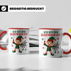 Elektriker Weihnachten Tasse Ich bin der Elektriker-Elf - Lu – Rot [farbe:rot]