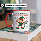 Elektriker Weihnachten Tasse Ich bin der Elektriker-Elf - Lu – Rot [farbe:rot]