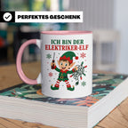 Elektriker Weihnachten Tasse Ich bin der Elektriker-Elf - Lu – Rosa [farbe:rosa]