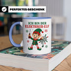 Elektriker Weihnachten Tasse Ich bin der Elektriker-Elf - Lu – Blau [farbe:blau]