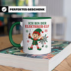 Elektriker Weihnachten Tasse Ich bin der Elektriker-Elf - Lu – Grün [farbe:grün]