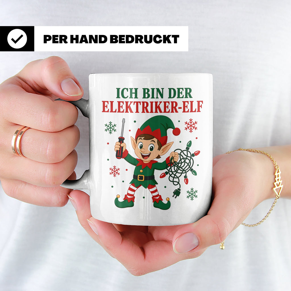 Elektriker Weihnachten Tasse Ich bin der Elektriker-Elf - Lu – Weiß [farbe:weiß]