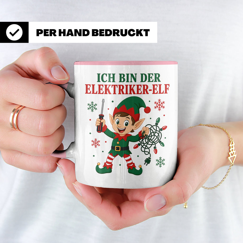 Elektriker Weihnachten Tasse Ich bin der Elektriker-Elf - Lu – Rosa [farbe:rosa]