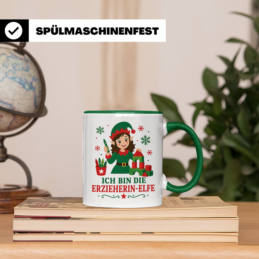 Erzieherin Weihnachten Tasse Ich bin die Erzieherin-Elfe - L – Grün [farbe:grün]