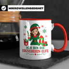 Erzieherin Weihnachten Tasse Ich bin die Erzieherin-Elfe - L – Rot [farbe:rot]