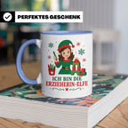 Erzieherin Weihnachten Tasse Ich bin die Erzieherin-Elfe - L – Blau [farbe:blau]