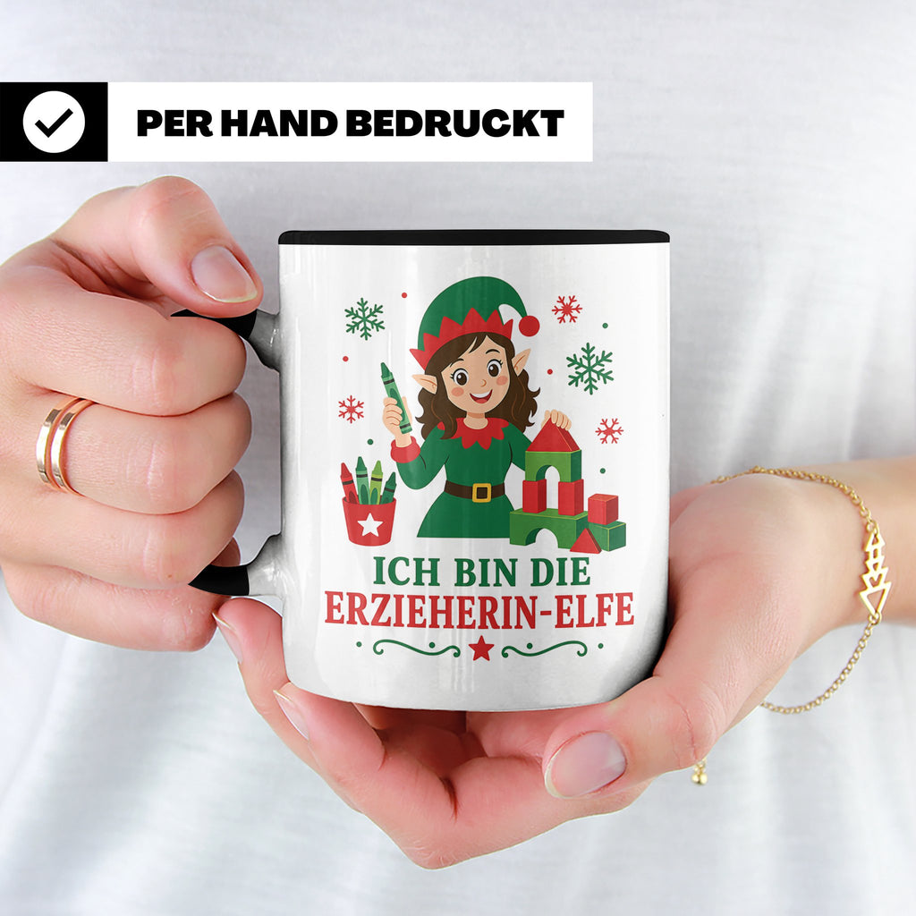 Erzieherin Weihnachten Tasse Ich bin die Erzieherin-Elfe - L – Schwarz [farbe:schwarz]
