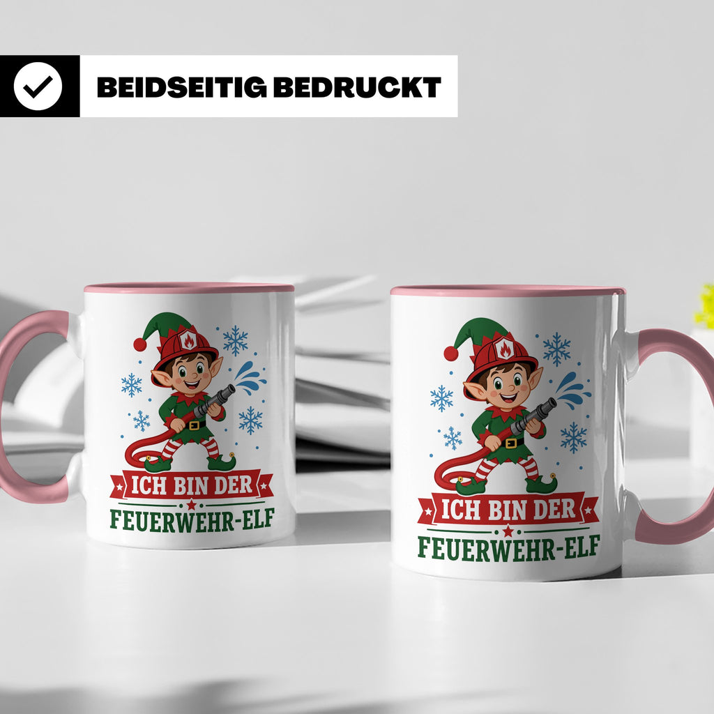 Feuerwehr Weihnachten Tasse Ich bin der Feuerwehr-Elf - Lust – Rosa [farbe:rosa]