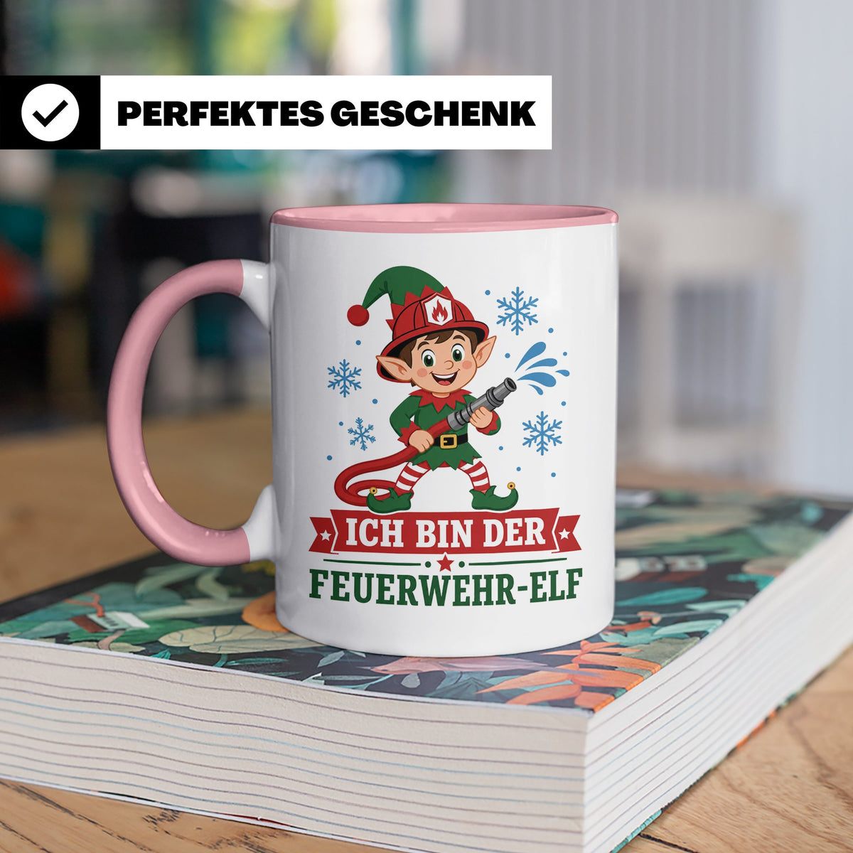 Feuerwehr Weihnachten Tasse Ich bin der Feuerwehr-Elf - Lust – Rosa [farbe:rosa]