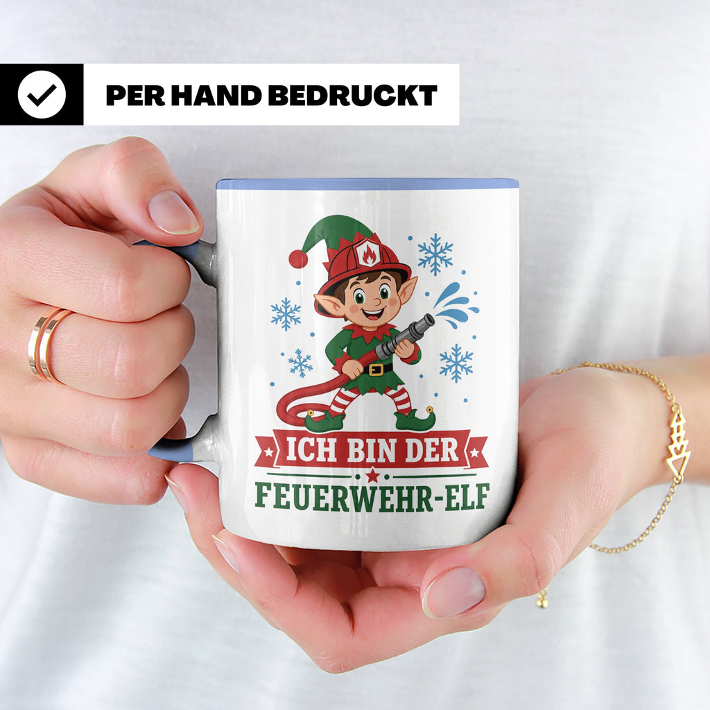Feuerwehr Weihnachten Tasse Ich bin der Feuerwehr-Elf - Lust – Blau [farbe:blau]