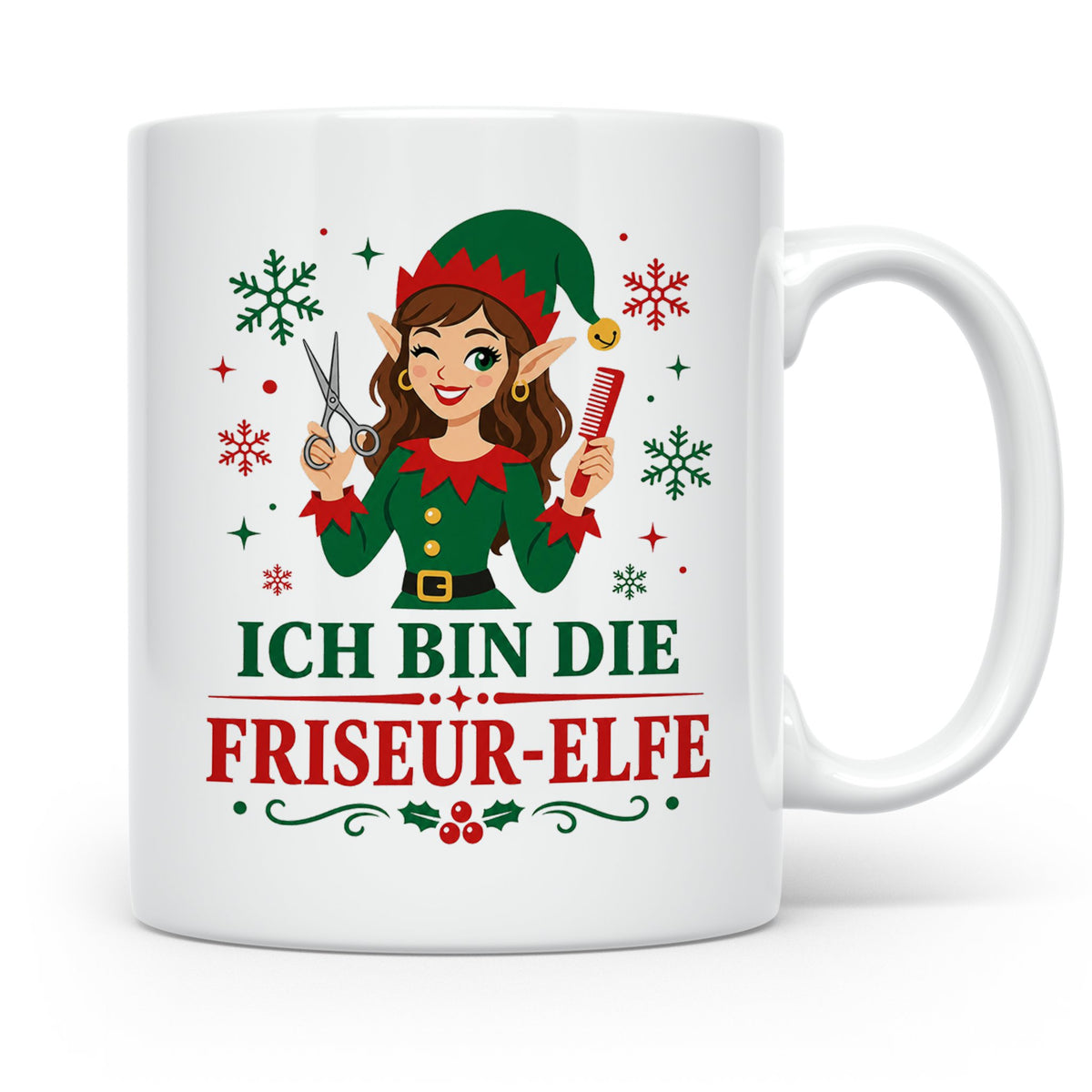 Friseurin Weihnachten Tasse Ich bin die Friseur-Elfe - Lusti – Weiß [farbe:weiß]