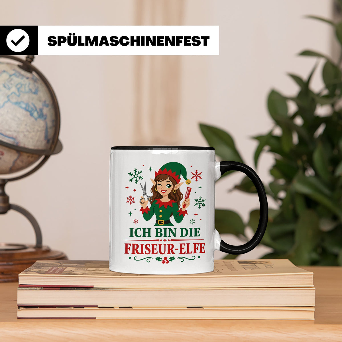 Friseurin Weihnachten Tasse Ich bin die Friseur-Elfe - Lusti – Schwarz [farbe:schwarz]