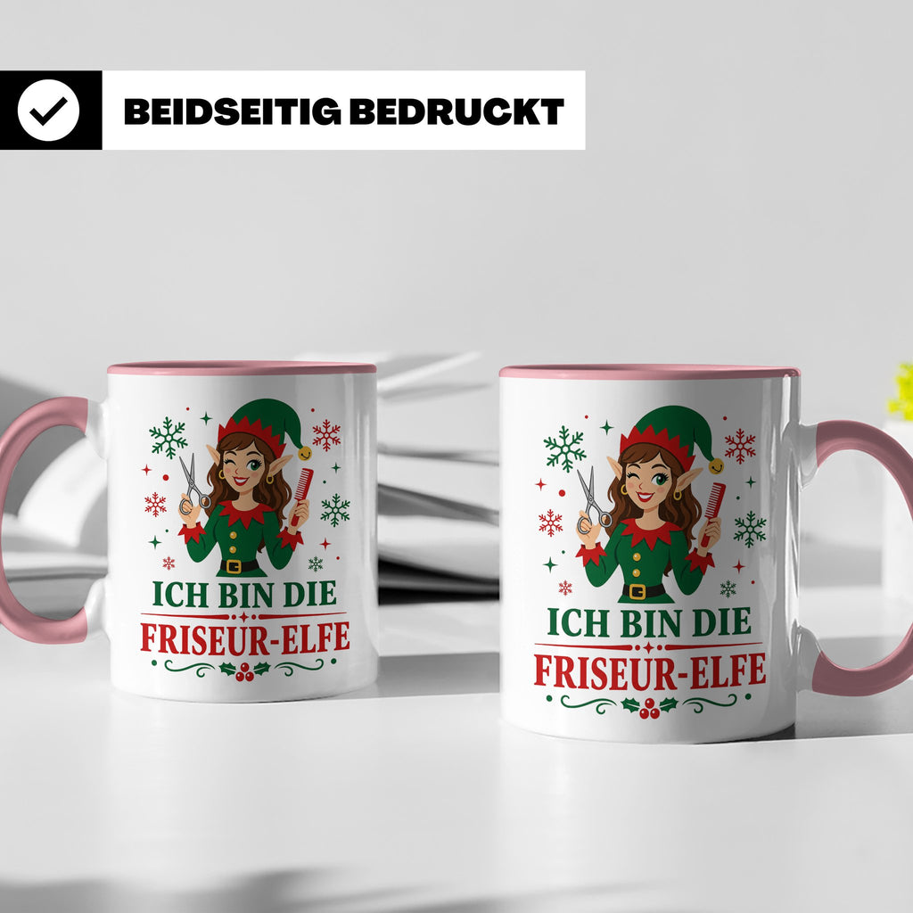 Friseurin Weihnachten Tasse Ich bin die Friseur-Elfe - Lusti – Rosa [farbe:rosa]