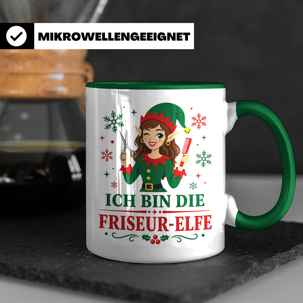 Friseurin Weihnachten Tasse Ich bin die Friseur-Elfe - Lusti – Grün [farbe:grün]