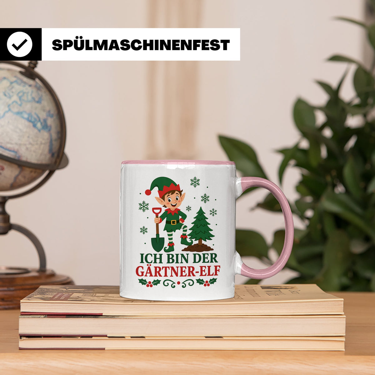 Gärtner Weihnachten Tasse Ich bin der Gärtner-Elf - Lustiges – Rosa [farbe:rosa]